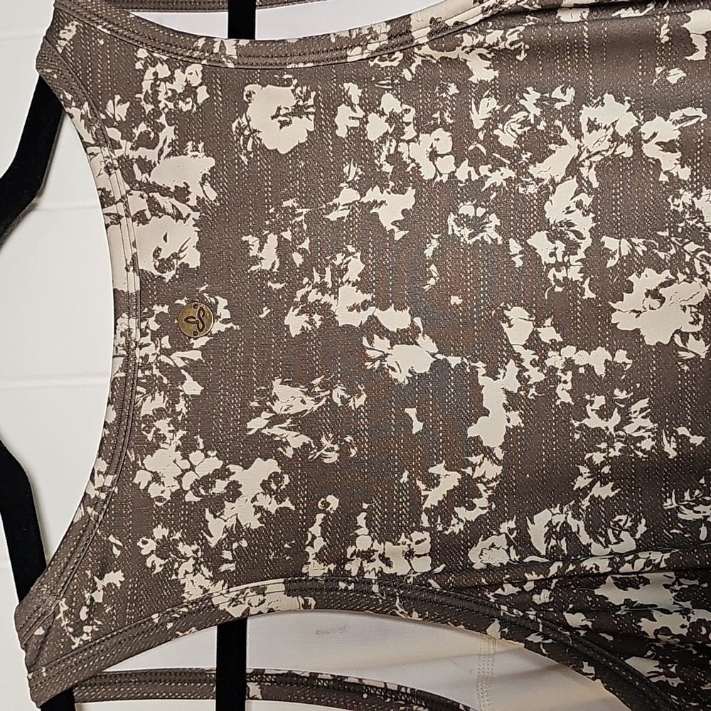 Prana L Olive Green and Cream Floral Dress - Picture 8 of 12